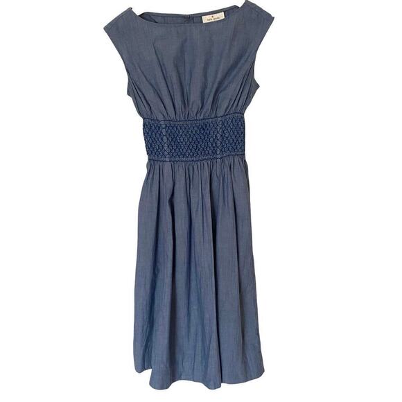 KATE SPADE New York Chambray Blaire Fit & Flare Smocked Waist Dress, Size 0 - Picture 3 of 13